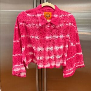 Vibrant Pink Tie-Dye Lace Blouse